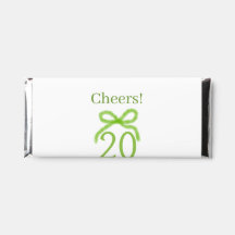 green 20th birthday bow watercolor name bold retro