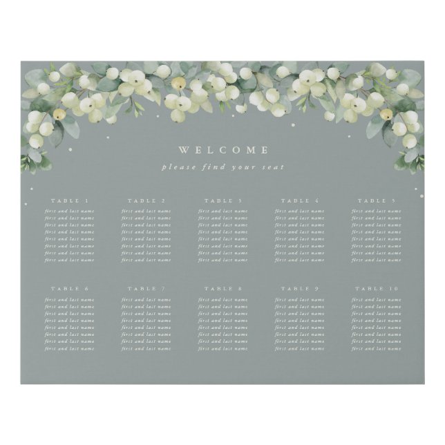 Green 20x16 10 Tables of 8 Wedding Seating Chart  Faux Canvas Print (Front)