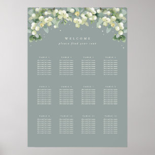 Green 20x28" 12 Tables of 8 Wedding Seating Chart