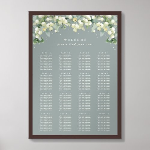 Green 20x28 16 Tables of 10 Seating Chart Poster