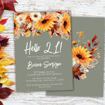 Green 21st Birthday Fall Floral  Invitation<br><div class="desc">Green Fall Floral 21st birthday party invitation for a fun birthday party</div>