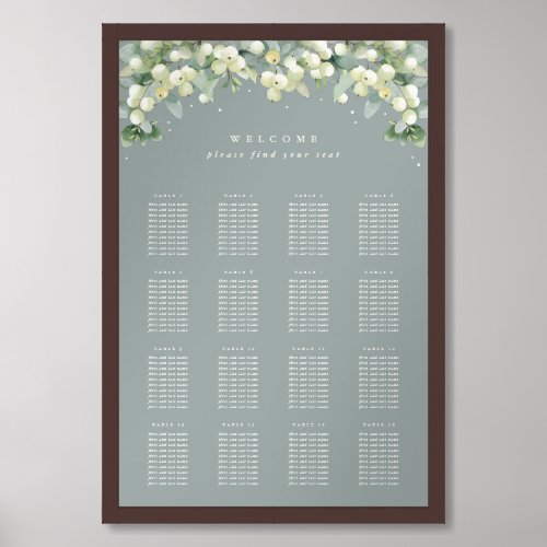 Green 24x36 16 Tables of 10 Seating Chart Poster