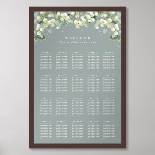 Green 24x36 20 Tables of 10 Seating Chart Poster