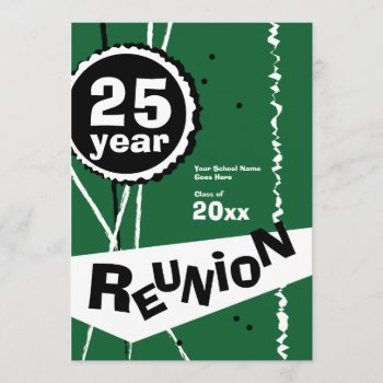 Green 25 Year Class Reunion Invitation by lovescolor at Zazzle