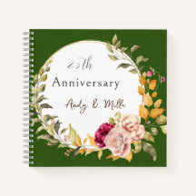 Green 25th Wedding Gift For Couple Floral Wreath