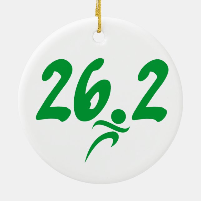 Green 26.2 marathon ceramic ornament (Back)