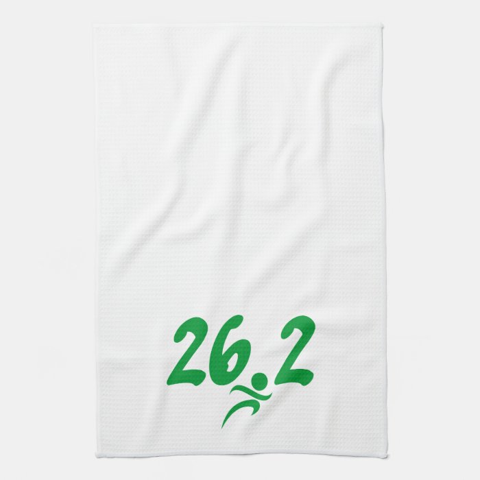 Green 26.2 marathon kitchen towel