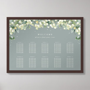 Green 28x20" 10 Tables of 10 Seating Chart Poster