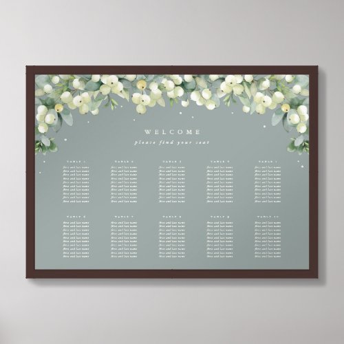 Green 28x20 10 Tables of 10 Seating Chart Poster