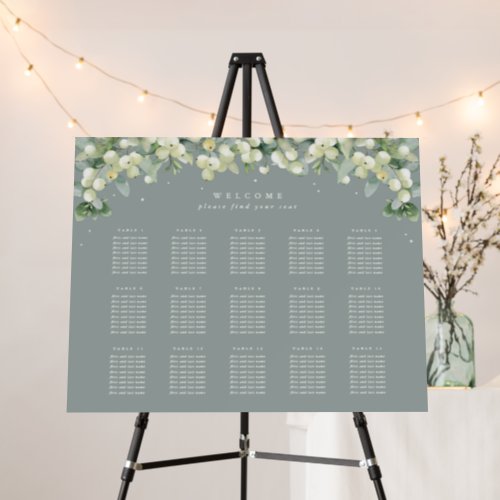 Green 28x22 15 Tables of 8 Wedding Seating Chart Foam Board