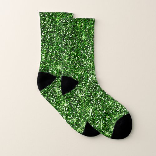 Green 2 Faux Glitter Socks