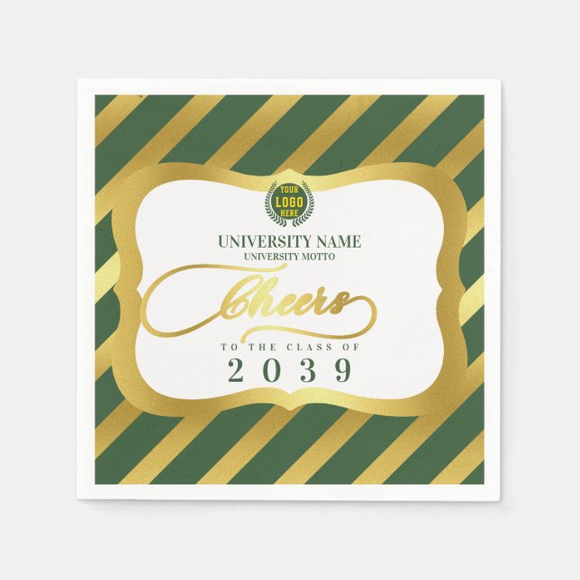 Green 2 School College University Graduation Day Napkins (Front)