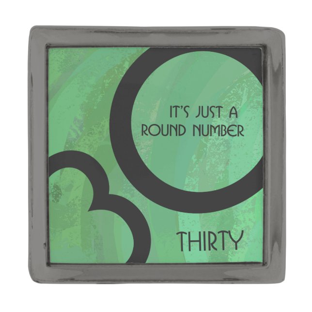Green 30 Decade Birthday Gunmetal Finish Lapel Pin (Front)