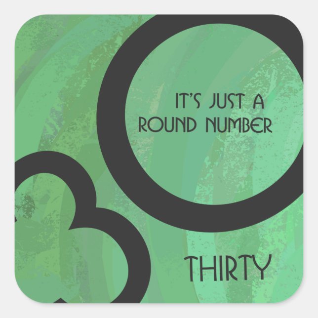 Green 30 Decade Birthday Square Sticker (Front)