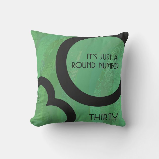 Green 30 Decade Birthday Throw Pillow (Front)