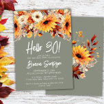 Green 30th Birthday Fall Floral Butterfly Invitation<br><div class="desc">Green Fall Floral 30th birthday party invitation with elegant autumn flowers for a fun birthday party</div>