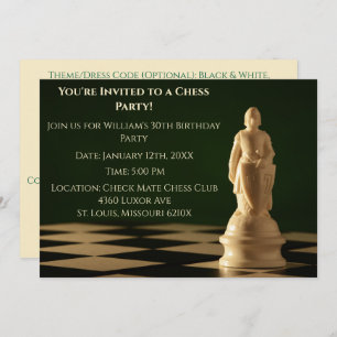 Green 30th Birthday Party Chess Pawn  Invitation