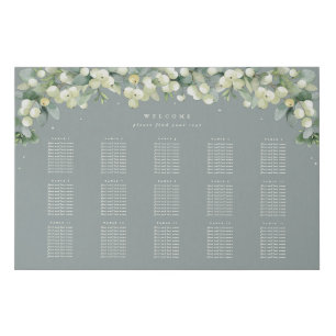 Green 36x24 15 Tables of 10 Wedding Seating Chart Faux Canvas Print