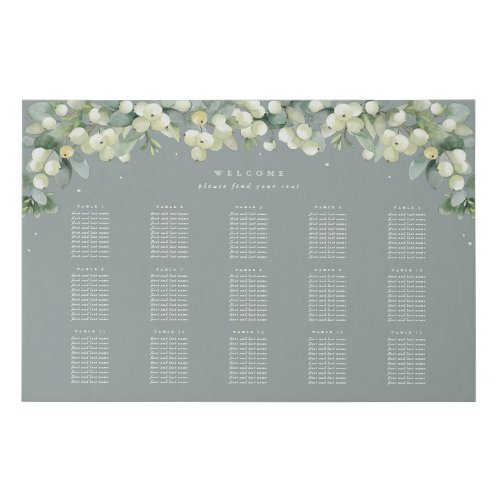 Green 36x24 15 Tables of 10 Wedding Seating Chart  Faux Canvas Print