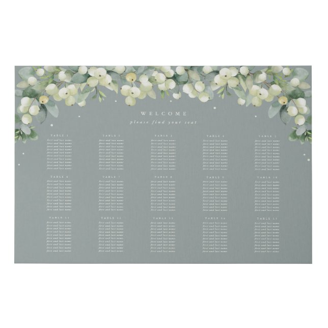 Green 36x24 15 Tables of 10 Wedding Seating Chart  Faux Canvas Print (Front)