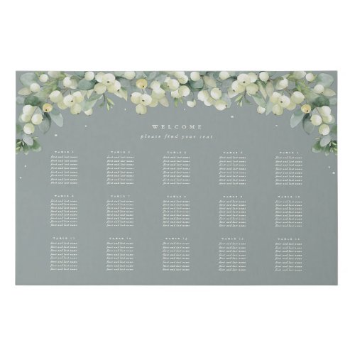 Green 36x24 15 Tables of 8 Wedding Seating Chart  Faux Canvas Print