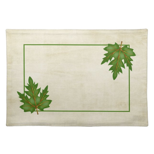Green 3 Leaf Fall Season Themed Placemat (Front)