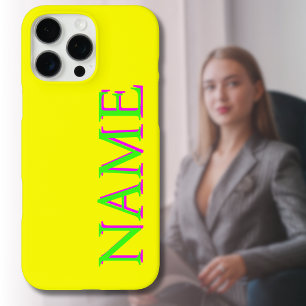 Green 3D Magenta Modern Name Trendy Cool Yellow iPhone 16 Pro Max Case