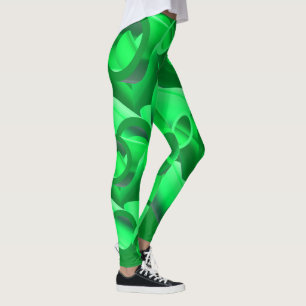 Green 3D Pipe Abstract Pattern Leggings