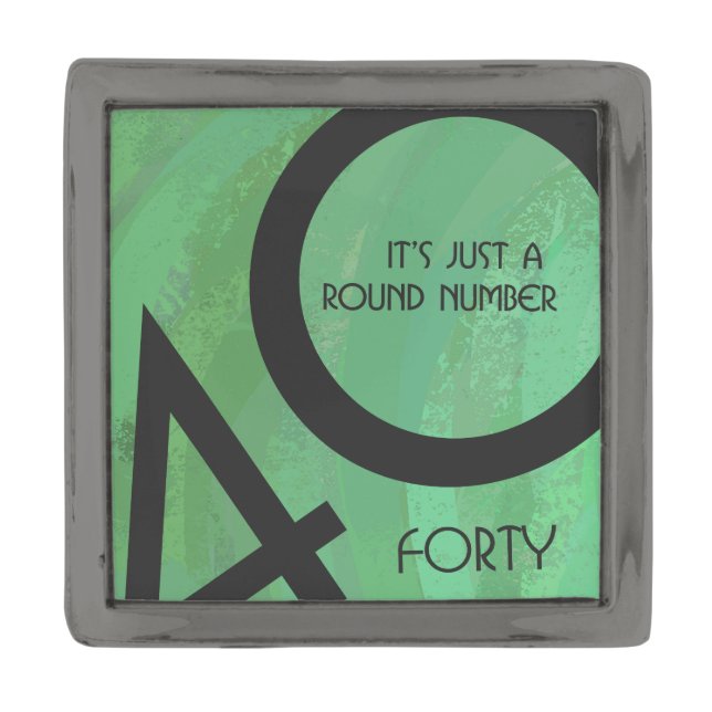 Green 40 Decade Birthday Gunmetal Finish Lapel Pin (Front)