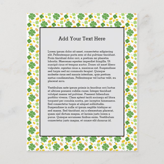 Green 4 Leaf Clovers St Patricks Day Coins Flyer (Front)