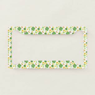 Green 4 Leaf Clovers St Patricks Day Coins License Plate Frame