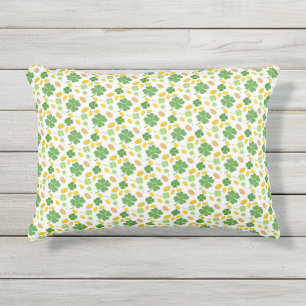 Green 4 Leaf Clovers St Patricks Day Coins Outdoor Pillow