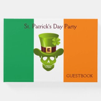 Green 4 Leaf Shamrock Skull With Hat