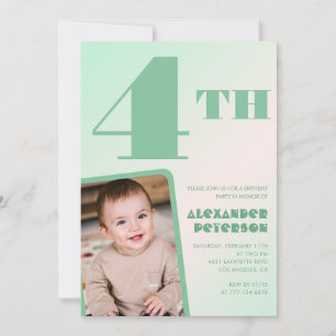 Green 4th birthday invitations Colorful Photo