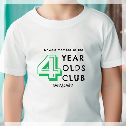 Green  4th Birthday  Personalized  Toddler T_shirt