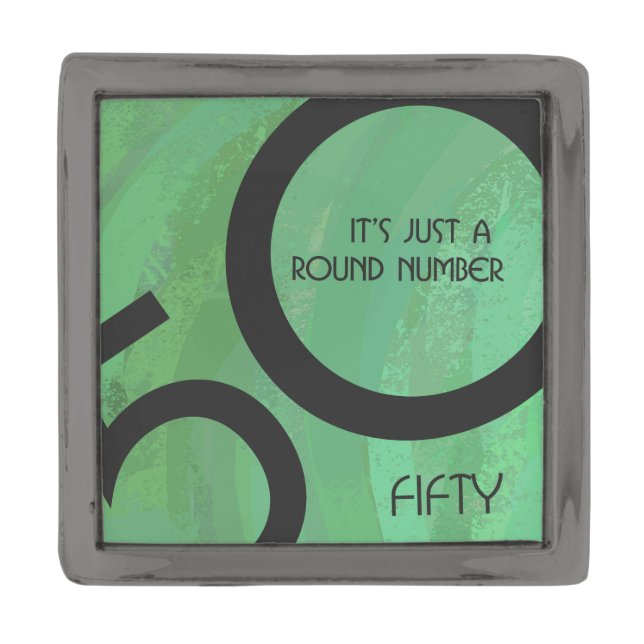 Green 50 Decade Birthday Gunmetal Finish Lapel Pin (Front)
