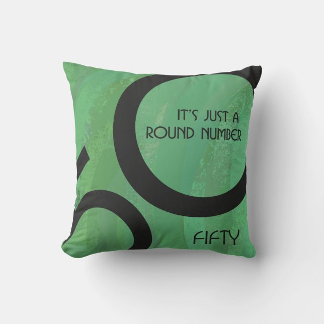 Green 50 Decade Birthday Throw Pillow (Front)