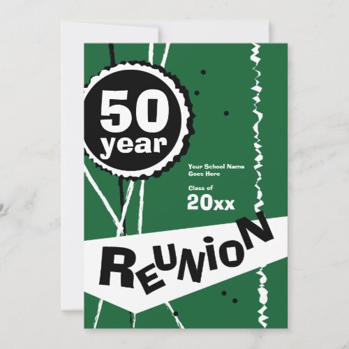 Green 50 Year Class Reunion Invitation
