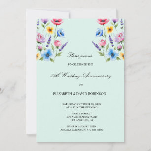 Green 50th anniversary wedding anniversary  invitation