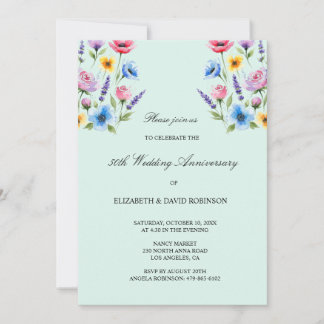 Green 50th anniversary wedding anniversary invitation