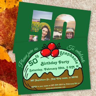 Green 50th Birthday Party Chocolate Donut Dessert Invitation