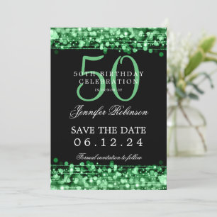 Green 50th Birthday Party Save the Date Invitation