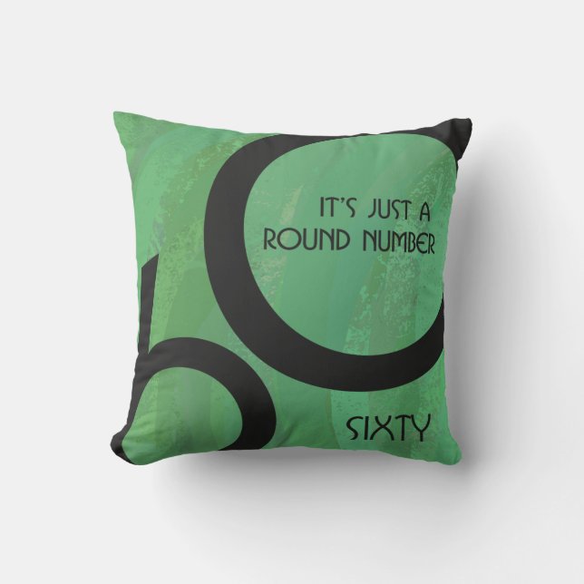 Green 60 Decade Birthday Throw Pillow (Front)