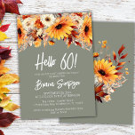 Green 60th Birthday Fall Floral Invitation<br><div class="desc">Green Fall Floral 60th birthday party invitation for a fun birthday party</div>