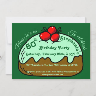 Green 60th Birthday Party Choco Donut Dessert Invitation