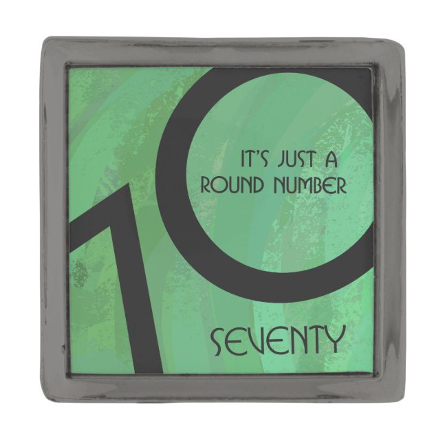 Green 70 Decade Birthday Gunmetal Finish Lapel Pin (Front)
