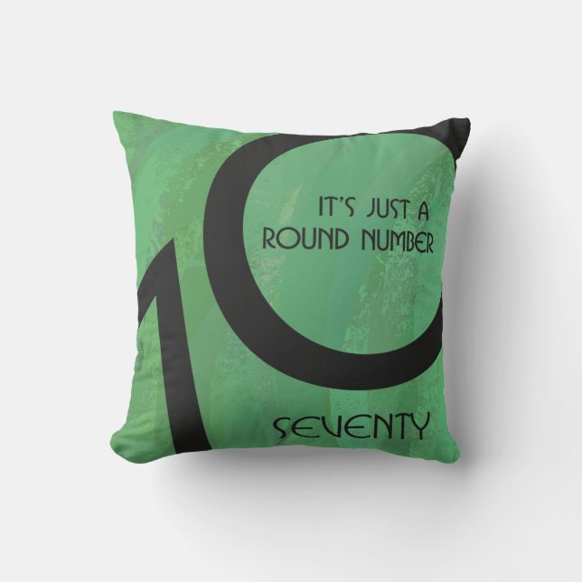 Green 70 Decade Birthday Throw Pillow (Front)