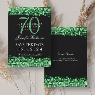 Green 70th Birthday Save the Date Invitation