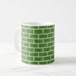 [ Thumbnail: Green 8-Bit Video Game Look Bricks Pattern Coffee Mug ]