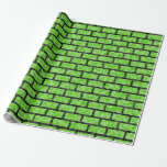 [ Thumbnail: Green 8-Bit Video Game Look Bricks Pattern Wrapping Paper ]